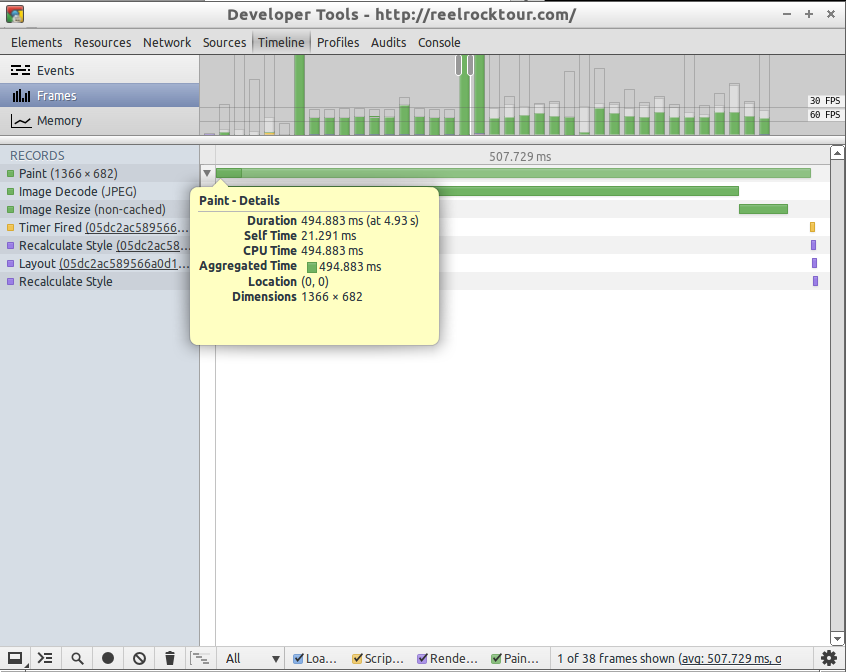 Dev Tools Timeline Closeup